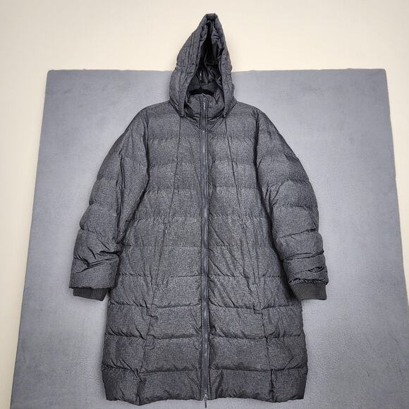 Lands' End Coat Womens Large 14-16 Gray Hooded Puffer Parka Long Winter Quilted - Picture 1 of 13